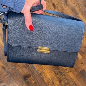GiGi New York Navy Leather Crossbody Bag